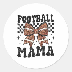 Coquette Bow American Footll Mama Game Day Thanksg Classic Round Sticker