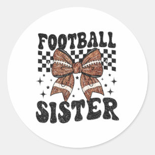 Coquette Bow American Footll Sister Game Day Thank Classic Round Sticker