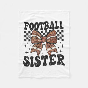 Coquette Bow American Footll Sister Game Day Thank Fleece Blanket