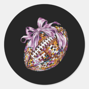Coquette Bow American Footll Sport Game Day Thanks Classic Round Sticker