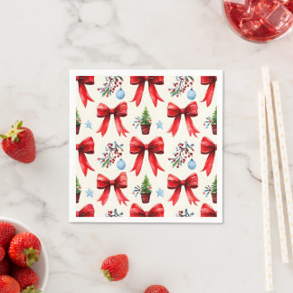 Coquette Bow and Christmas Tree Napkins
