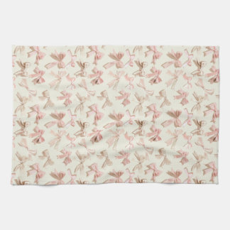 Coquette Bow Apron | Blush Pink Ribbon Pattern  Tea Towel