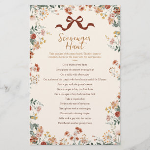 Coquette Bow Autumn Scavenger Hunt Games Card