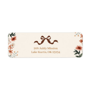 Coquette Bow Autumn Wildflower Address Label