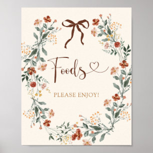 Coquette Bow Autumn Wildflower Bridal Shower Poster