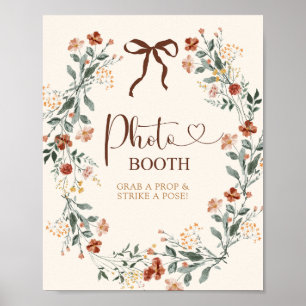 Coquette Bow Autumn Wildflower Bridal Shower Poster