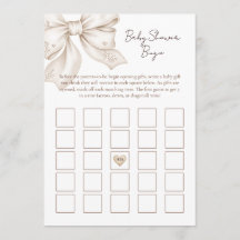 Coquette Bow Baby Shower Bingo Card