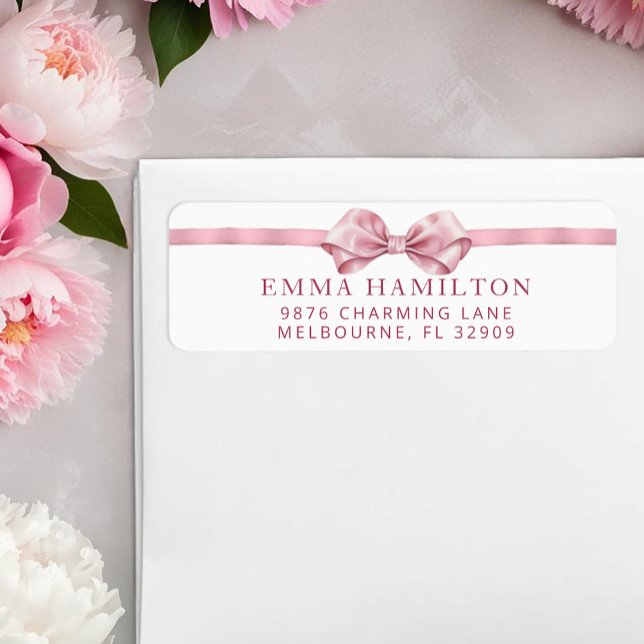 Coquette Bow Baby Shower Return Address Label – El (Return address label)
