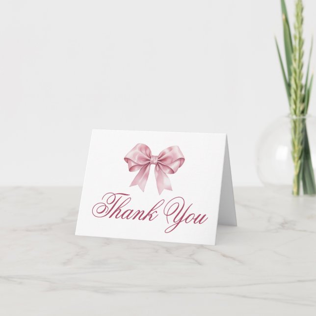 Coquette Bow Baby Shower Thank You Card – Elegant  (Front)