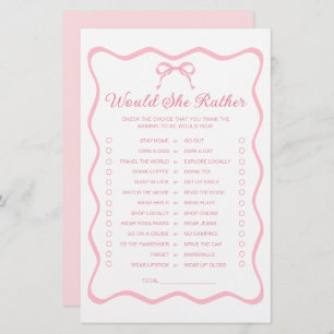 Coquette Bow Baby Shower Would She Rather Game