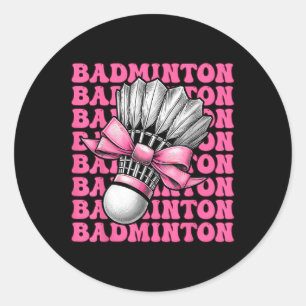 Coquette Bow Badminton Player Shuttle Girl Mum Pin Classic Round Sticker