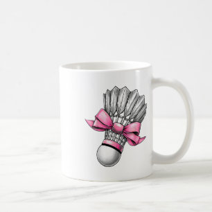 Coquette Bow Badminton Shuttle Pink Ribbon Mum Gir Coffee Mug