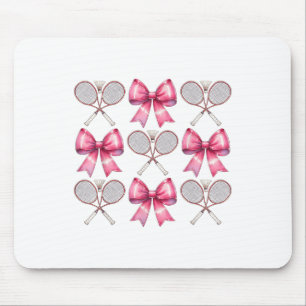 Coquette Bow Badminton Shuttle Racket Pink Ribbon  Mouse Mat
