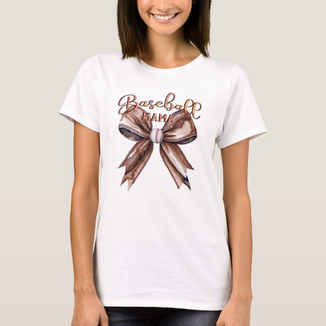  Coquette Bow Baseball Mama  Mocha Mousse Vibes T-Shirt (Front)