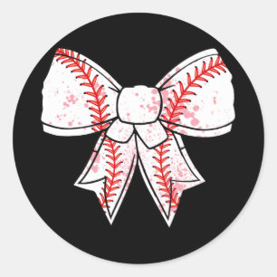 Coquette Bow Baseball Mama Mothers Day Women Kids  Classic Round Sticker