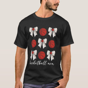 Coquette Bow Basketball Mum Basketball Lovers Moth T-Shirt