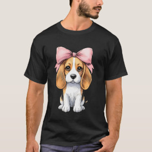 Coquette Bow Beagle Dog Mum Pink Ribbon Cute Mothe T-Shirt