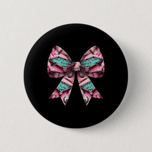 Coquette Bow Billiards Pool Table Cue Pattern Girl 6 Cm Round Badge