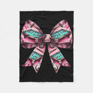 Coquette Bow Billiards Pool Table Cue Pattern Girl Fleece Blanket