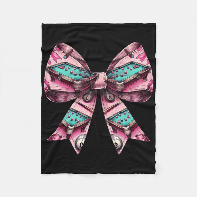 Coquette Bow Billiards Pool Table Cue Pattern Girl Fleece Blanket (Front)