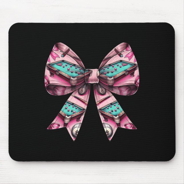 Coquette Bow Billiards Pool Table Cue Pattern Girl Mouse Mat (Front)