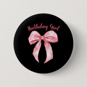 Coquette Bow Birthday Girls Aesthetic Girly Birthd 6 Cm Round Badge