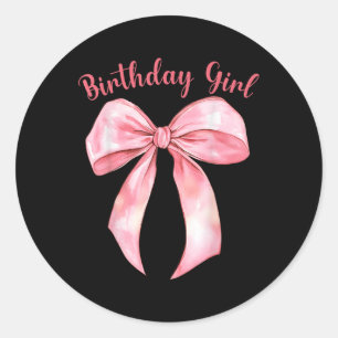 Coquette Bow Birthday Girls Aesthetic Girly Birthd Classic Round Sticker