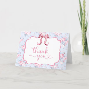 Coquette Bow Blank Inside Bridal Shower Thank You Card