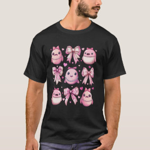 Coquette Bow Blobfish Funny Fish Pink Ribbon Girl T-Shirt