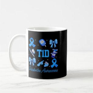 Coquette Bow Blue Ribbon T1d Type 1 Diabetes Coffee Mug
