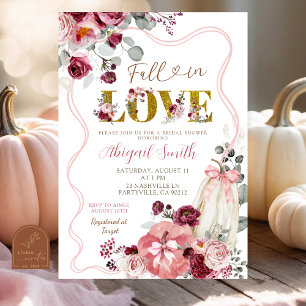 Coquette Bow Blush and Burgundy Bridal Shower Invitation