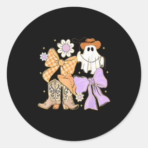 Coquette Bow Boo Ghost Boots Western Cowboy Cowgir Classic Round Sticker