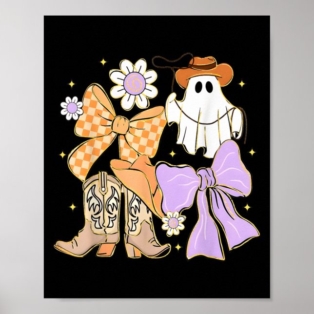 Coquette Bow Boo Ghost Boots Western Cowboy Cowgir Poster (Front)