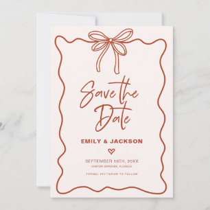 Coquette Bow Border Wedding Save The Date Invitation
