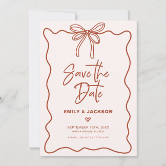 Coquette Bow Border Wedding Save The Date Invitation
