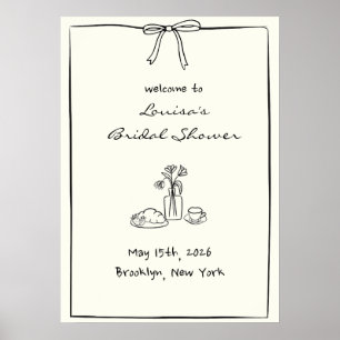 Coquette Bow Bridal Shower Brunch Welcome Sign