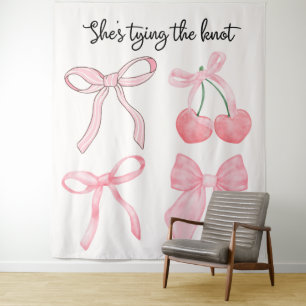 Coquette Bow Bridal Shower Photo Backdrop Tapestry