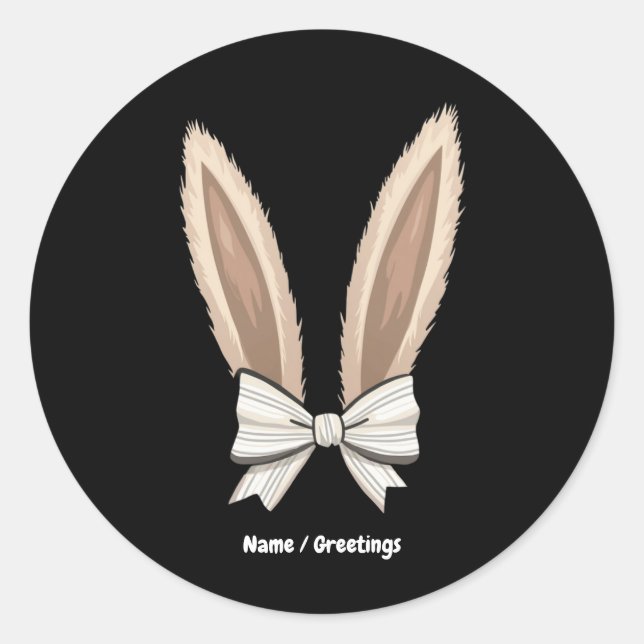 Coquette Bow Bunny Ears Cute Rabbit Happy Easter Classic Round Sticker (Front)