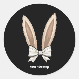 Coquette Bow Bunny Ears Cute Rabbit Happy Easter Classic Round Sticker