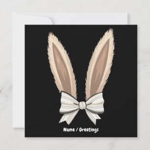 Coquette Bow Bunny Ears Cute Rabbit Happy Easter  Invitation