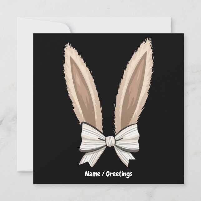 Coquette Bow Bunny Ears Cute Rabbit Happy Easter  Invitation (Front)
