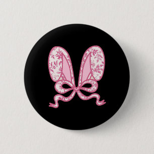 Coquette Bow Bunny Ears Happy Easter Day Rabbit  6 Cm Round Badge