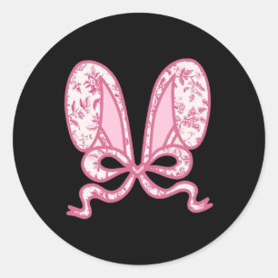 Coquette Bow Bunny Ears Happy Easter Day Rabbit Classic Round Sticker