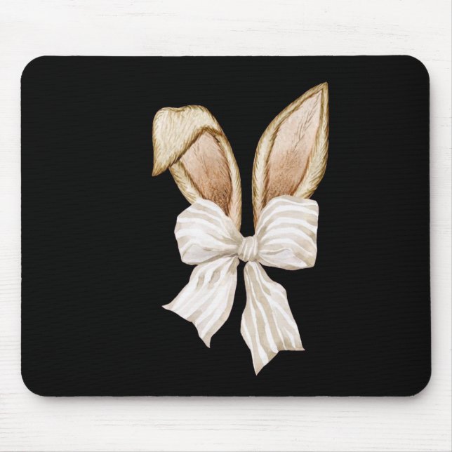 Coquette Bow Bunny Ears Rabbit Happy Easter Day Re Mouse Mat (Front)