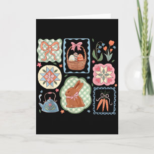 Coquette Bow Bunny Eggs Funny Rabbit Flower Happy  Card