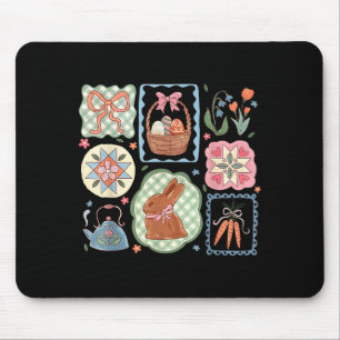 Coquette Bow Bunny Eggs Funny Rabbit Flower Happy Mouse Mat
