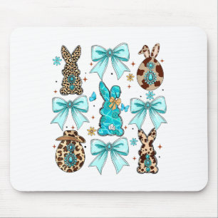 Coquette Bow Bunny Rabbit Eggs Happy Easter Cowboy Mouse Mat