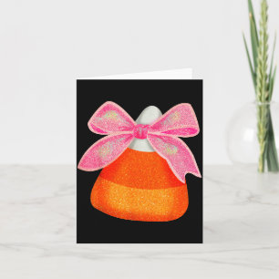 Coquette Bow Candy Corn Women Girls Kids Halloween Card