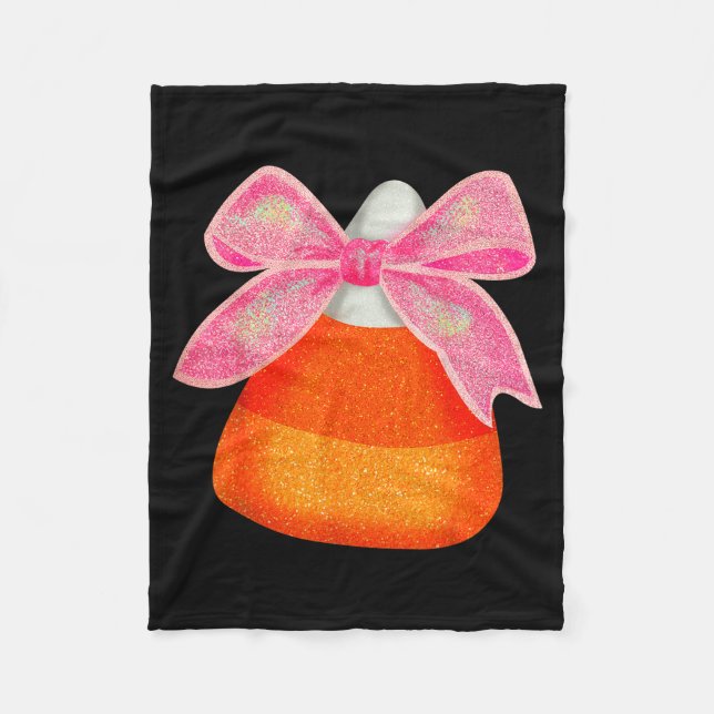 Coquette Bow Candy Corn Women Girls Kids Halloween Fleece Blanket (Front)