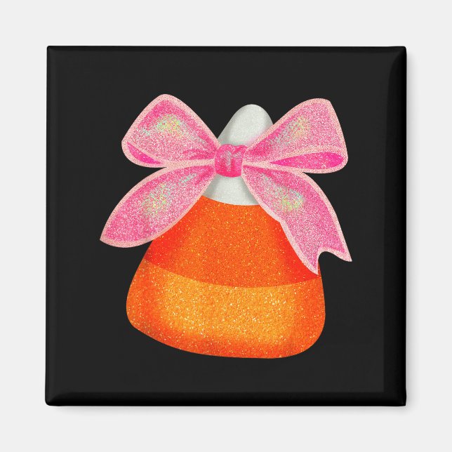 Coquette Bow Candy Corn Women Girls Kids Halloween Magnet (Front)